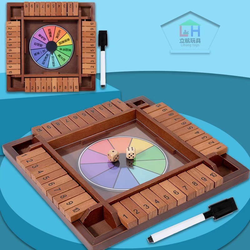 Wooden Four-Sided Flip Card Digital Game Toy Children's Parent-Child Board Game Adult Bar Party Casual Game