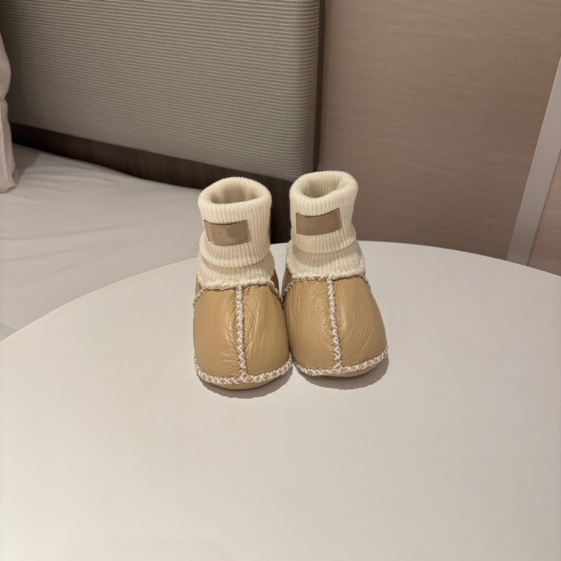 桑坡纯色羊皮毛一体宝宝棉鞋婴幼儿鞋室内步前鞋袜软底男宝女宝|undefined