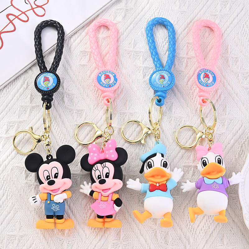 Cartoon Mickey and Minnie Keychain Silicone Fashion Bag Pendant Large Plush Toy Gift Donald Duck Keychain Cartoon Mickey and Minnie Keychain Silicone Fashion Bag Pendant Large Plush Toy Gift Donald Duck Keychain
