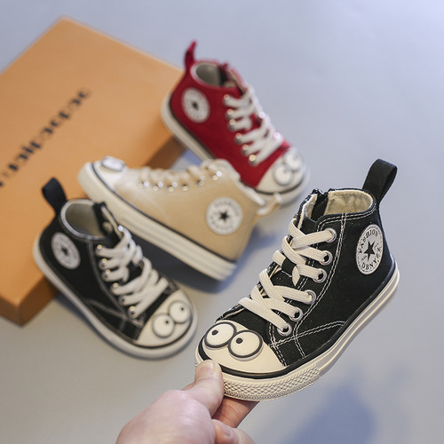  spring replica children's canvas shoes high-top boys and girls soft-soled white shoes toddler shoes dropshipping