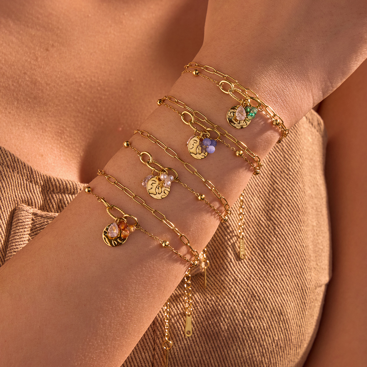 6g Weight PVD Coated Real Gold Plated Geometric 304 Stainless Steel Casual Elegant Waterproof Non Tarnish 304 Stainless Steel Bracelets
