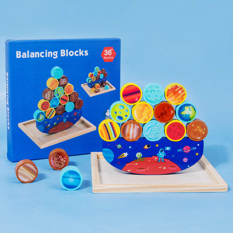 Columpio de madera transfronterizo para niños apilando bloques de construcción de alto equilibrio jengle kindergarten educación temprana juguetes educativos