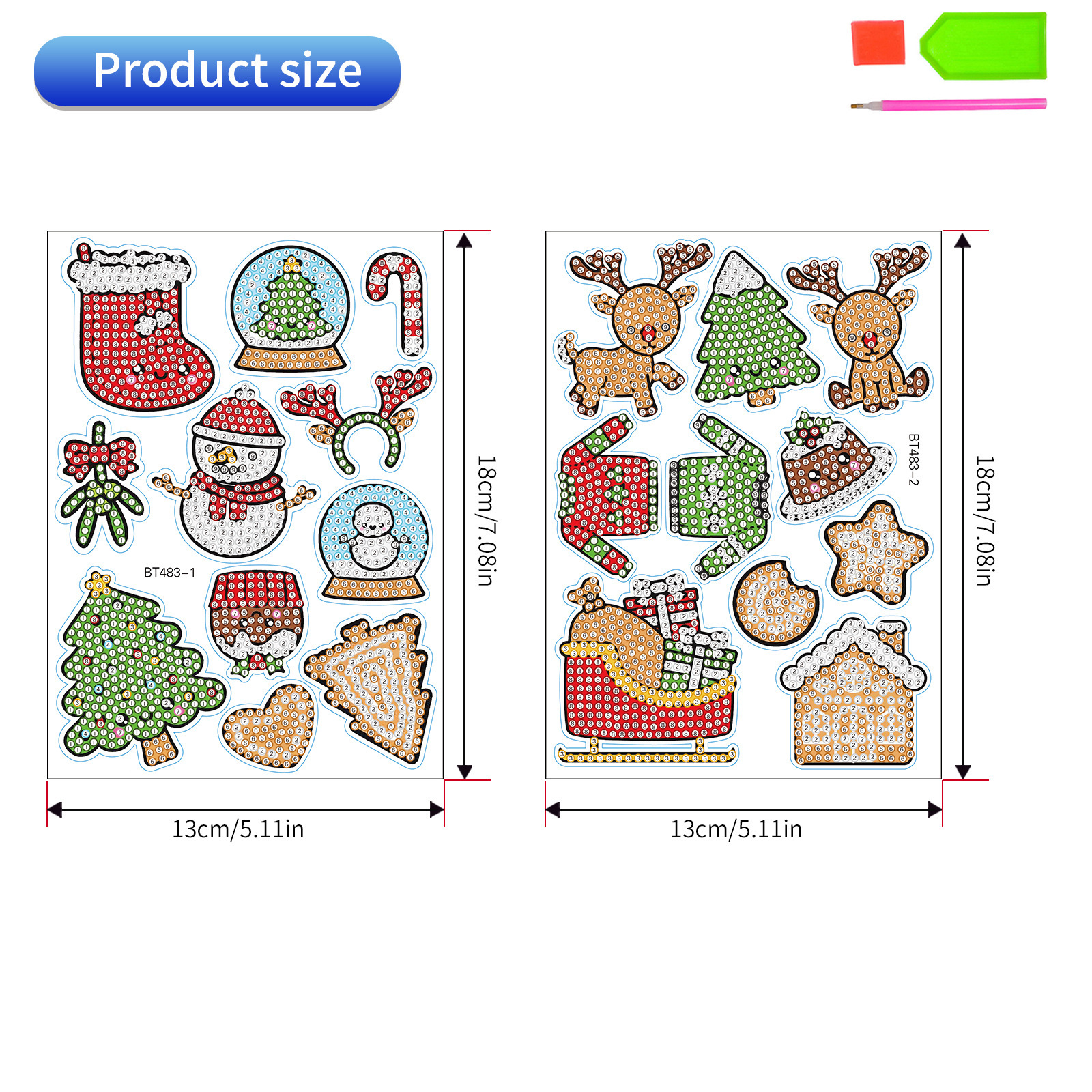 Pegatinas aleatorias DIY de pintura de diamantes navideña transfronteriza, muñeco de nieve, dulces, dibujos animados, pegatinas hechas a mano, diamantes de imitación de cristal image 8