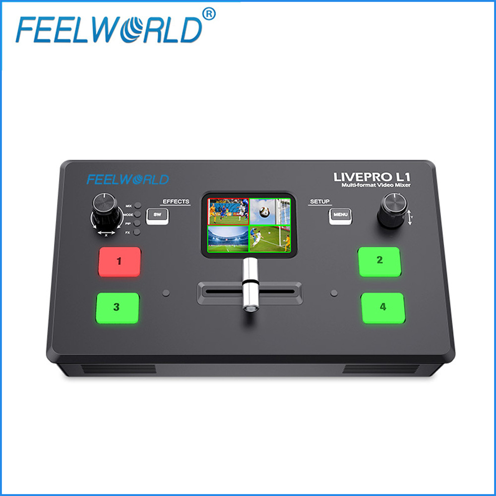 Fuweide LIVEPRO L1 V1 Switcher de cuatro vías multi-Dispositivo de producción en vivo USB3.0 Transmisión de medios de transmisión en vivo