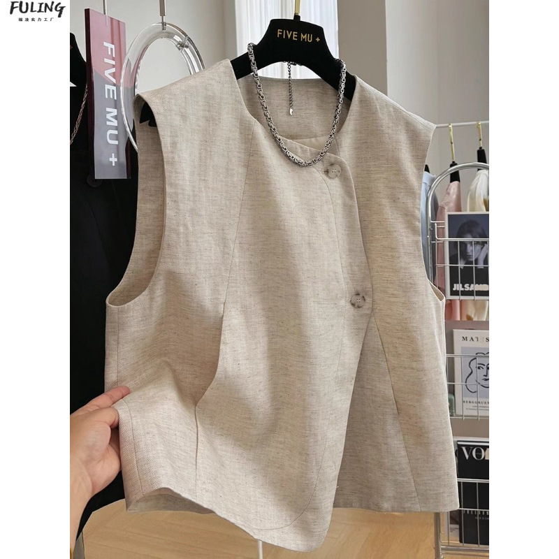 High-End Fashion Design Sleeveless Suit Vest Jacket for Women Summer Layering Outer Wear Versatile Top