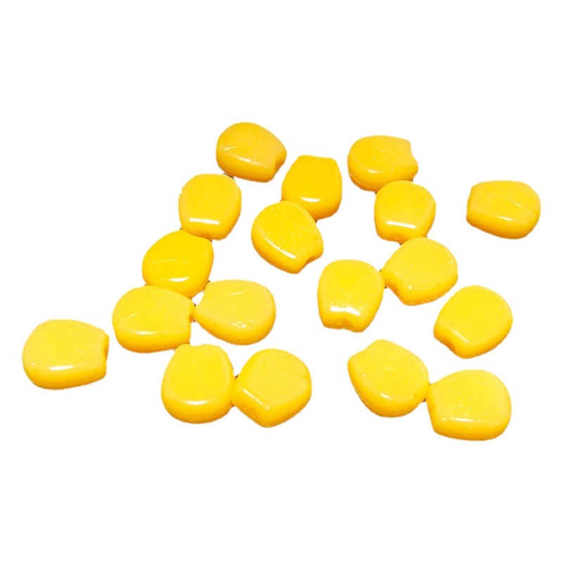 Fábrica al por mayor simulación de agua flotante granos de maíz tamaño 100 granos 30 granos/paquete de cebo blando cebo biónico con sabor a maíz cebo falso