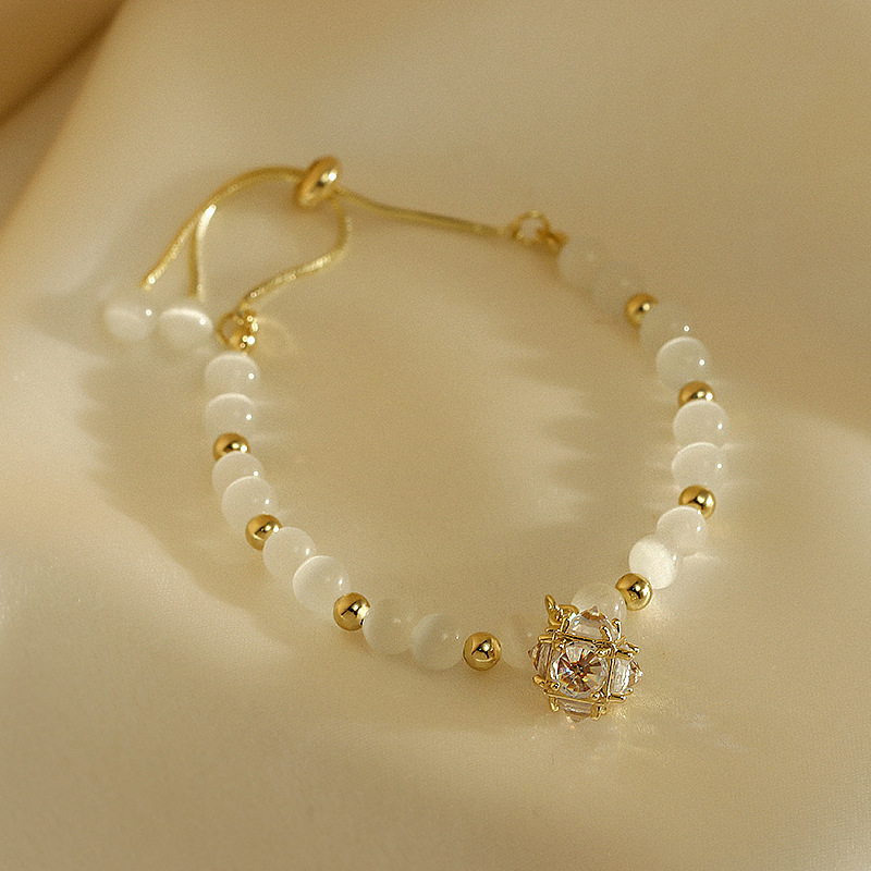 Bracelets Classification Alloy Chain Material Elegant Geometric Alloy Cat's Eye Stone Snake Chain Chain & Link Bracelets Wholesale