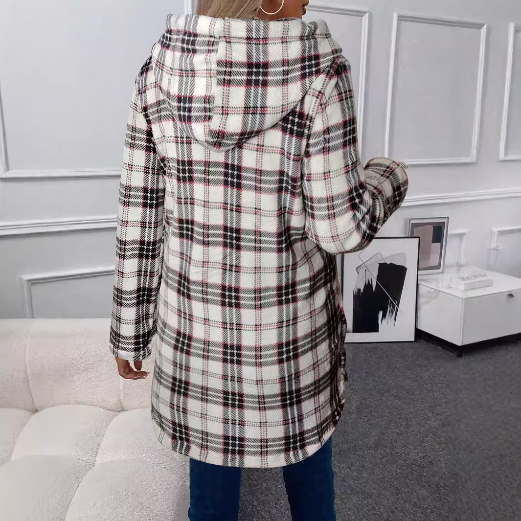 2026 Autumn Winter Independent Station European And American Style Women's Hooded Double-Sided Fleece Cardigan_ecoleips.com