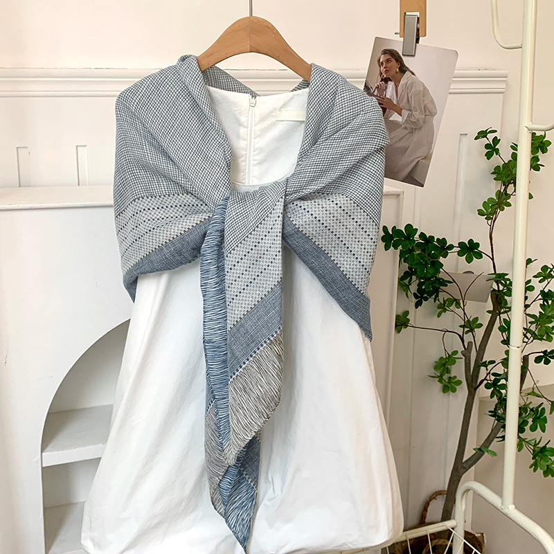 Bufanda cuadrada, sensación de alta calidad, nueva bufanda de lino, protector solar de verano para mujer, bufanda cuadrada grande, bufanda de seda delgada, aire acondicionado, chal exterior