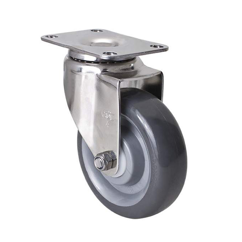 Rueda Mediana de Acero Inoxidable S54-75 3-5 Pulgadas de Poliuretano Giratoria con Freno