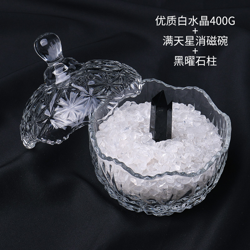 Bát khử từ 400G gypsophila pha lê trắng chất lượng cao 4-5cm cột obsidian