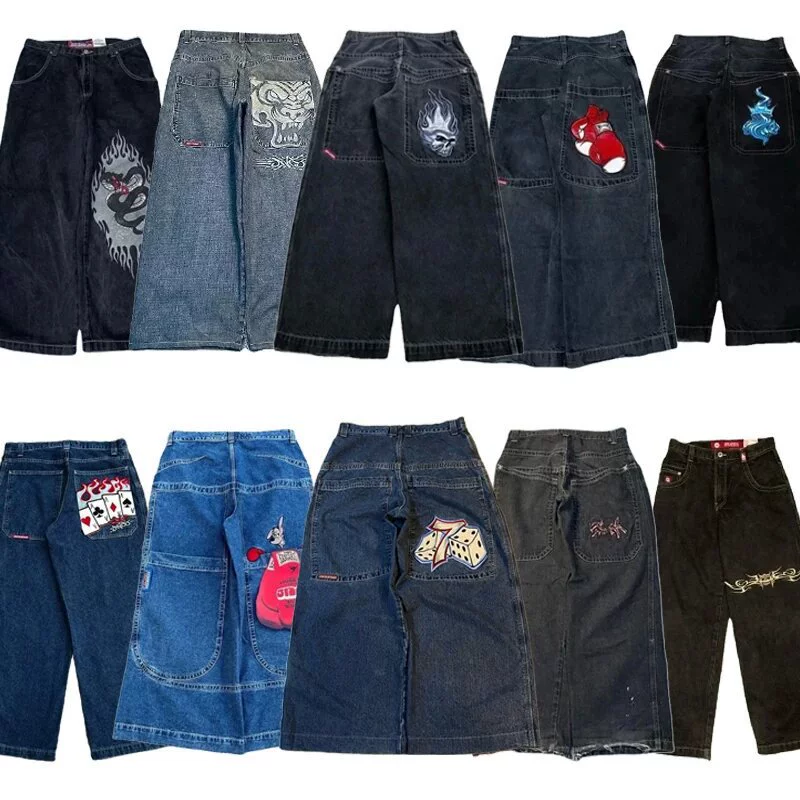 Oversize хип-хоп джинсы, унисекс, множественные принты, свободный крой, размеры S–XXL