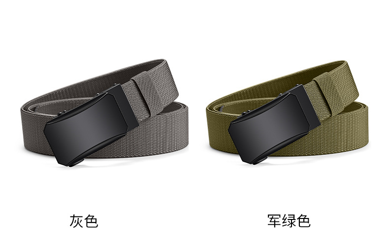 现货男士高弹力尼龙自动扣战术腰带中青年休闲帆布皮带一件代发
