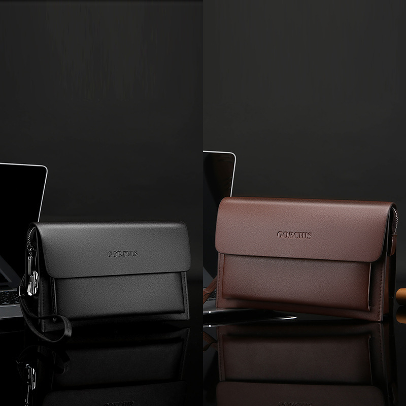 New Men's Clutch Bag Password Lock Anti-Theft Clutch Bag Large Capacity Business Casual Long Wallet Leather Trendy Men's Bag