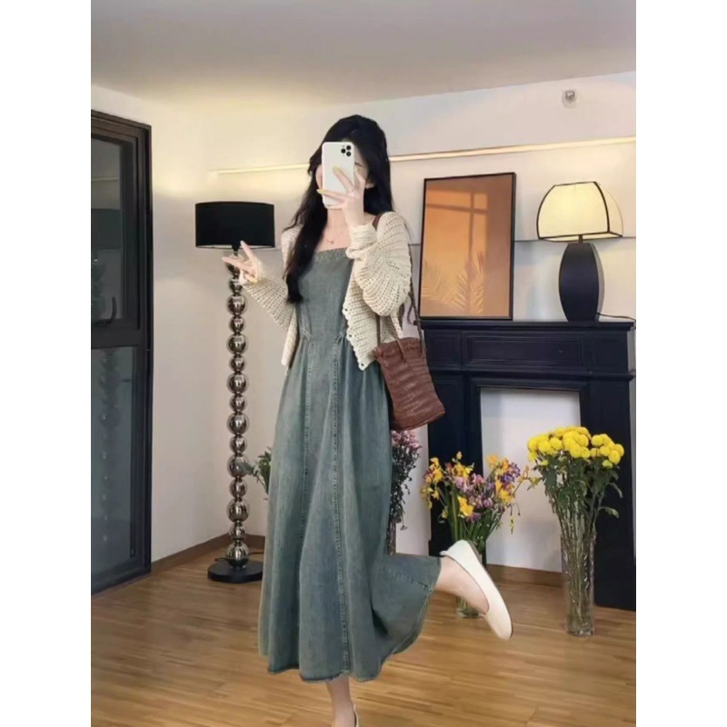 Spring retro denim design dress