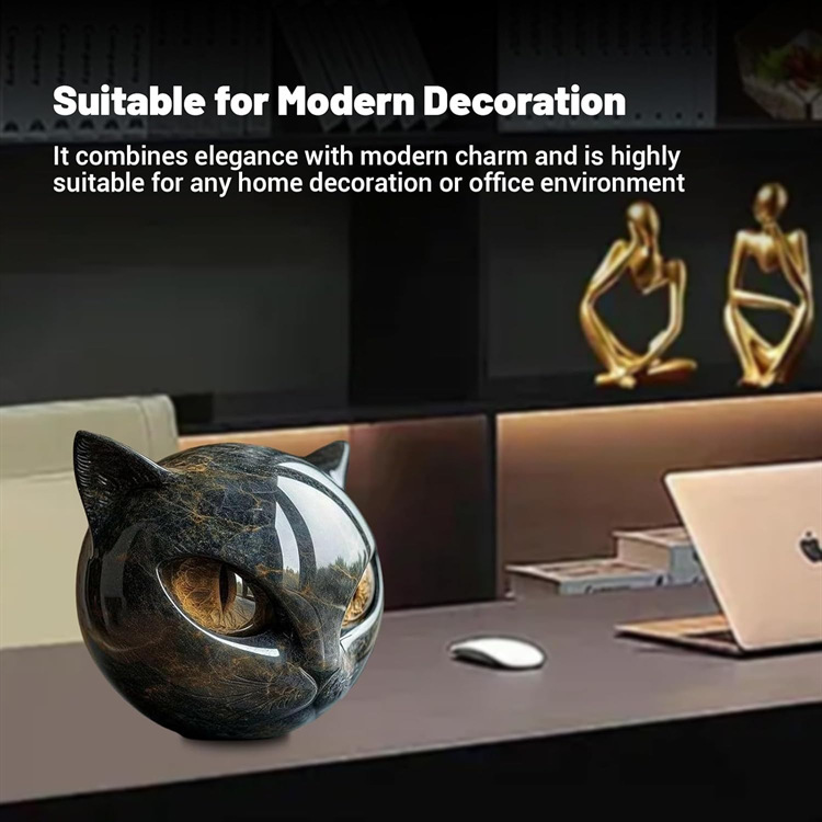 Flairgifts Luxury Black Cat Stone Sculpture 奢华黑猫石雕|undefined