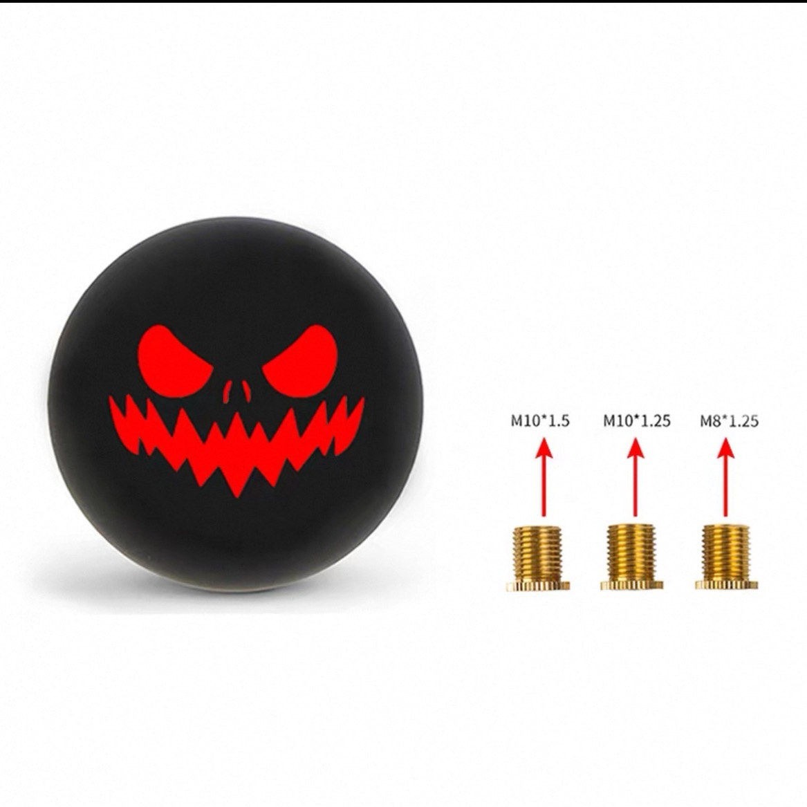 Car modification gear shift knob, manual transmission, round black and white ghost face design, resin gear stick head, universal shift lever