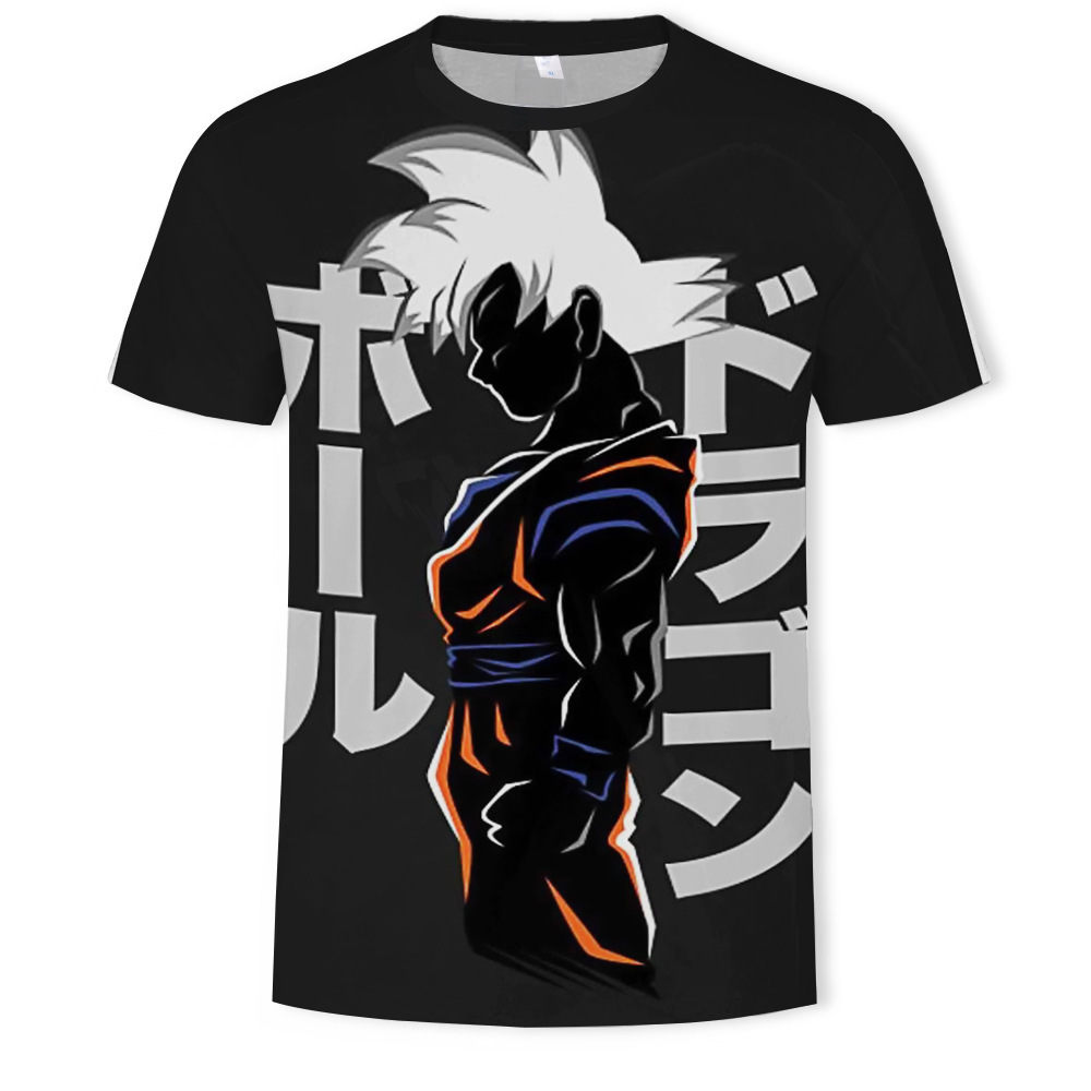 Nuevo producto AliExpress estilo explosivo tendencia super fuego anime serie Dragon Ball camiseta hombre impresión digital 3D dibujos animados europeos y americanos