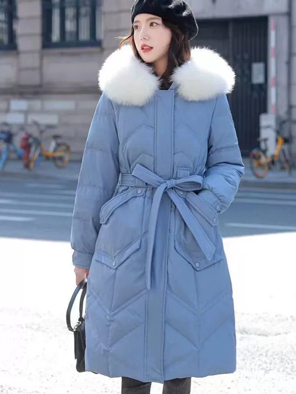 Velvet long fitted down jacket, duck down, maxi length, wholesale