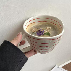 小さな新鮮な手描きのシンプルな大容量ウォーターカップセラミックホームブレックファストカップニッチ不規則なオフィスコーヒーカップ