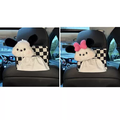 Creative Cute Decoration, Hanging Armrest — Car tissue box/set - pacha-dog-head-pink-bow-pacha-dog-head