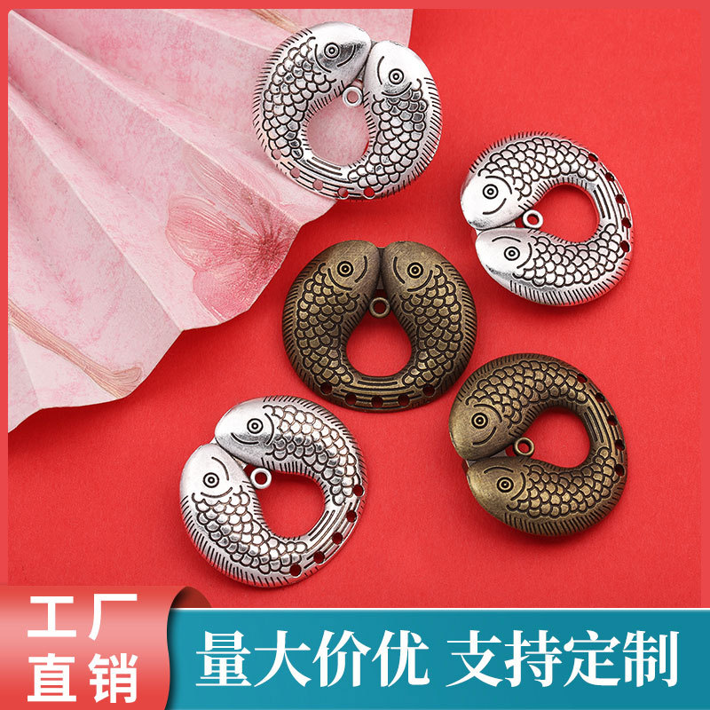 W291双鱼吊牌手链毛衣链diy锌合金饰品配件厂家直供来图来样做