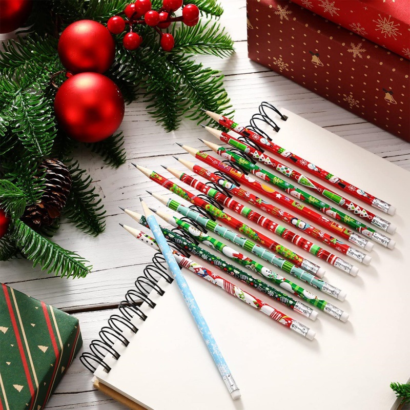 Navidad lápiz pintura dibujos animados borrador estudiante escritura HB lápiz niños papelería boceto pluma fábrica al por mayor