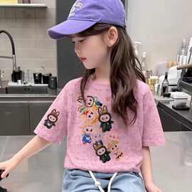 夏季新款儿童拉布布卡通短袖T恤男女童装百搭洋气可爱时尚上衣潮