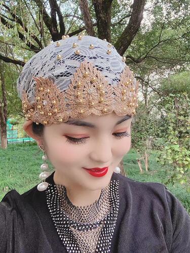 Oudin Nail Pearl Fairy Hat Embroidery Style Hui Ethnic Hat Xinjiang Hat European Vintage Hat 