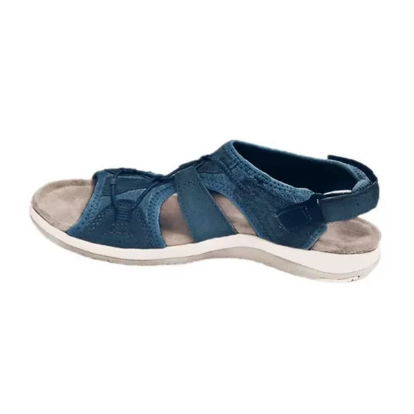 2025 New Style Roman Wedge European and American Sandals with Round Toe, Velcro, Retro, Large Size, Solid Color Beach Sandals for Women