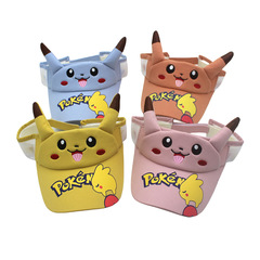 外貿新款皮卡丘兒童空頂帽寵物精靈動漫卡通遮陽帽小孩無頂鴨舌帽