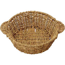 跨境手工编织草编砂锅篮子煲仔筐砂锅垫煲仔饭隔热垫草编收纳