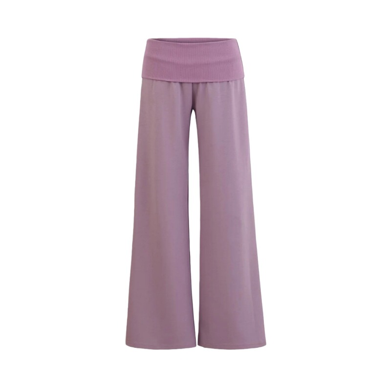 Simple Design Low-Waist Cuffed Casual Straight-Leg Pants for Women, Comfortable Loose Wide-Leg Floor-Length Sweatpants, Solid Color