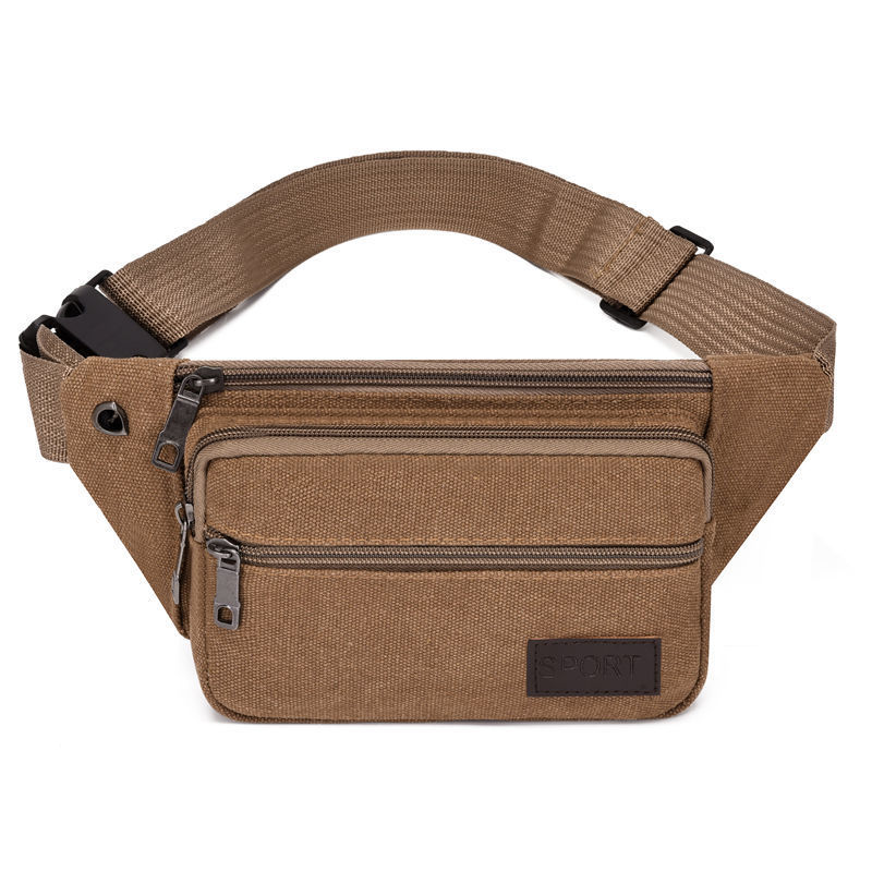Venta directa bolso de la cintura de la lona de los hombres bolso de pecho crossbody de un solo hombro sitio de construcción resistente al desgaste bolso de la cintura multi-capa anti-robo bolso del teléfono móvil mochila de los hombres
