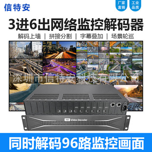 3-in-6-out HD monitoring decoder six-screen video 16-way digital network decoding matrix splicing screen wall