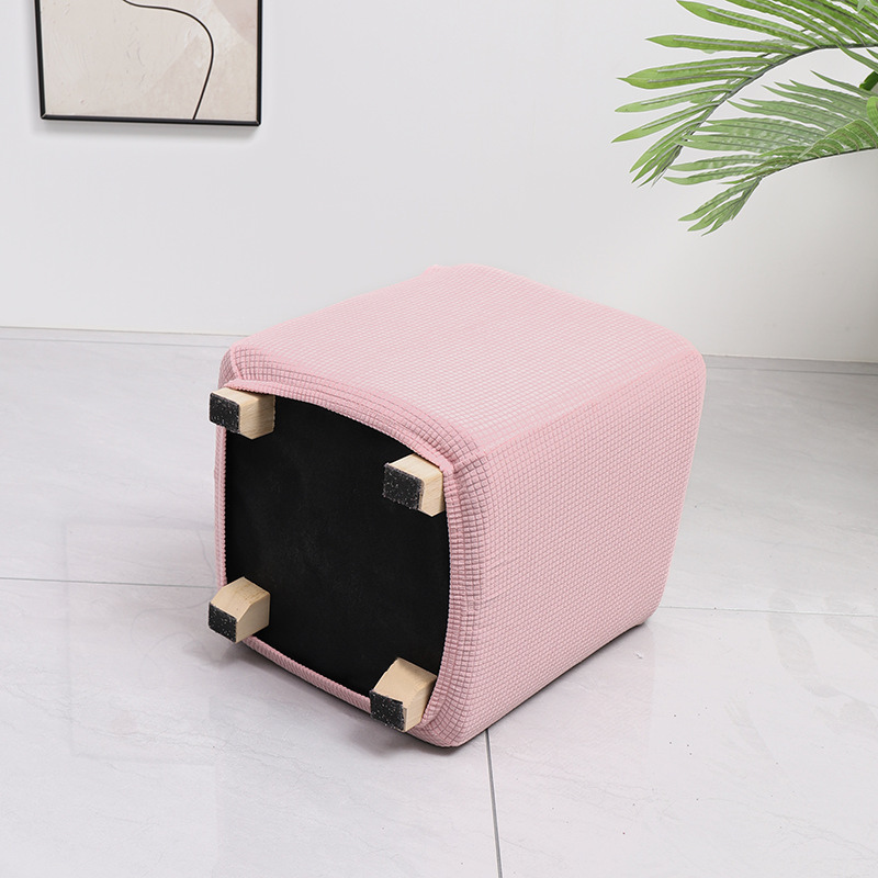 Grenzüberschreitender elastischer wasserdichter Waffelmais-Quadrat-Hocker-Bezug Staubschutz Haus Sofa All-Inclusive niedriger Hocker-Überzug