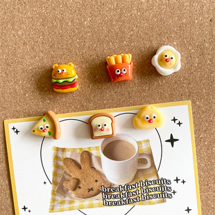 6 French fries hamburger thumbtacks cute creative cartoon shape press nails cork board felt board photo wall Zhao Zhili