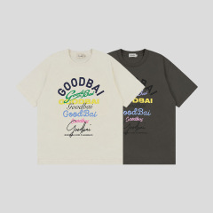 Goodbayコンビネーションロゴ多色プリント丸首oversize半袖tシャツ