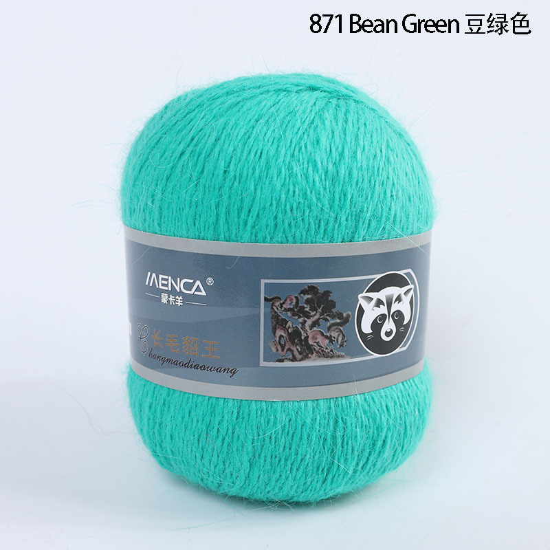 Hilo de lana de visón de lana larga Monopolio de la marca MENCA Hilo de lana de conejo de Angora Hilo de punto hecho a mano de 2 hilos