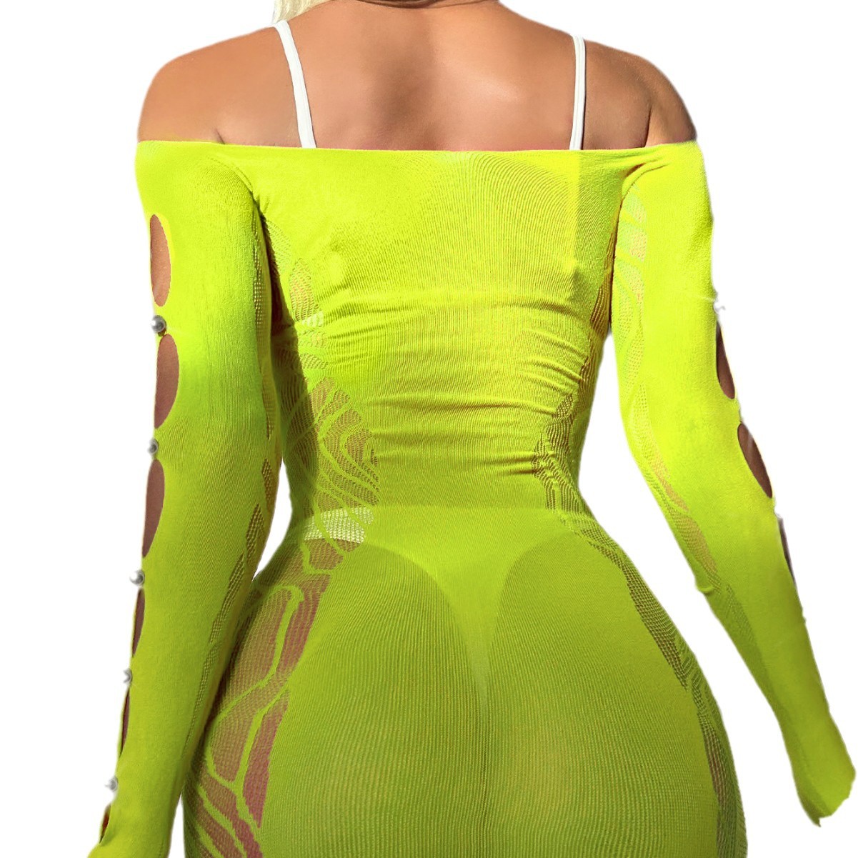 Vestido de Malla Sexy YD266 de Nylon y Spandex, Diseño Calado para Citas de Pareja image 6