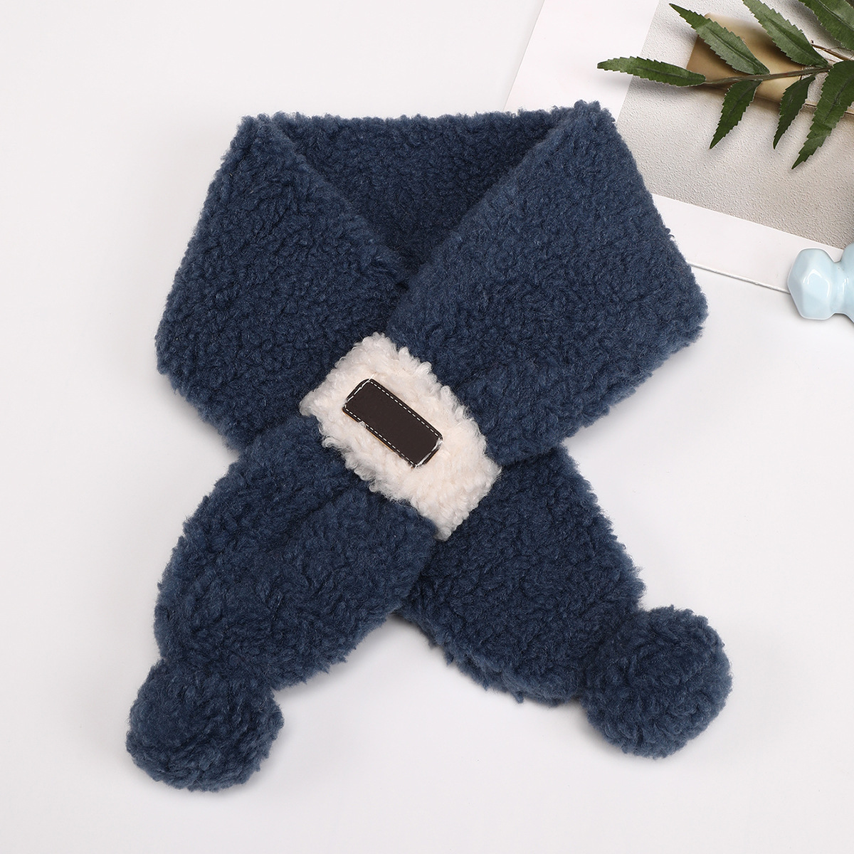 Faux cordero lana invierno engrosada bufanda de los niños del bebé lindo caliente engrosada bufanda de moda coreana