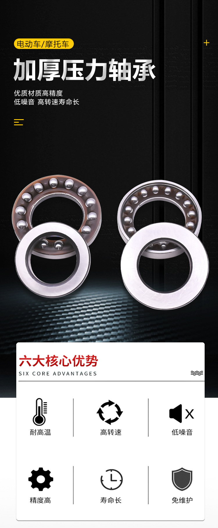Handsome boy Guangyang Zhongsha Princess JH70 Jialing CG WY125 GS125 motorcycle directional column pressure bearing