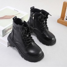 儿童靴子英伦风秋季新款男童软底马丁靴女孩防滑耐磨皮靴鞋子批发