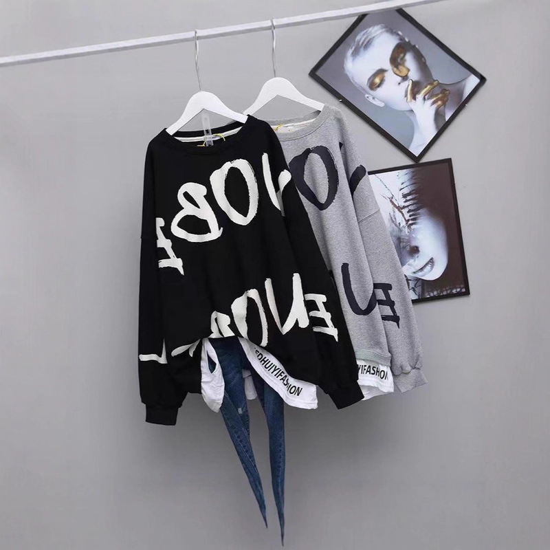 Extra Large Size 300 Jin Two-Piece Short-Sleeve Thin Sweatshirt 2021 New Spring and Autumn 200 Loose Korean Style Top Jacket