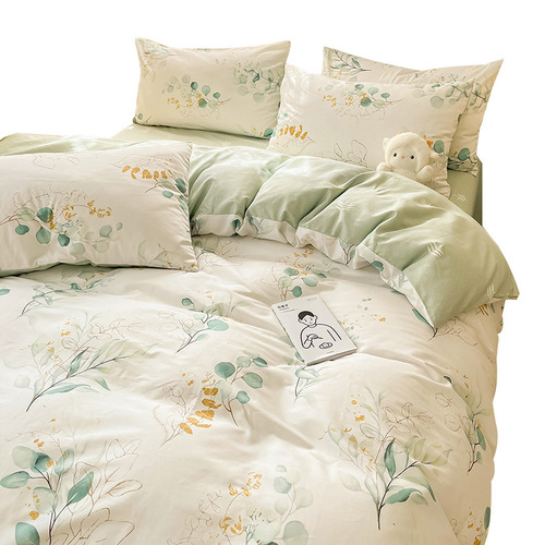 Winter 60-count small fresh floral cotton bed four-piece set wholesale pure cotton sheets and fitted sheets three-piece customized set