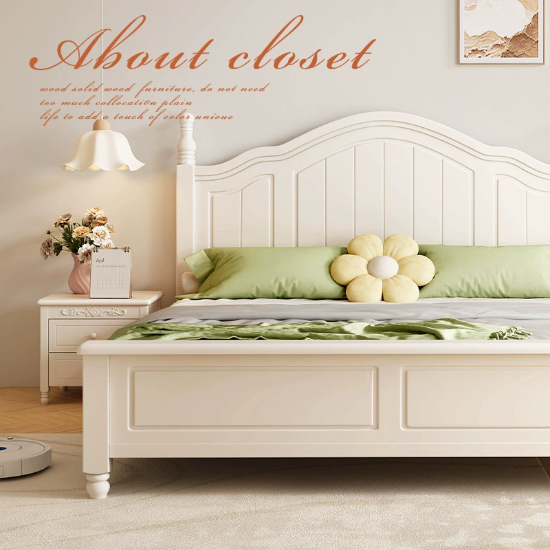 Скандинавская белая кровать из массива дерева, современная простая кровать с ящиками для хранения, свадебная кровать в кремовом стиле, двуспальная кровать 1,8 м, большая кровать для спальни, односпальная кровать 1,5 м