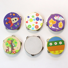 Wooden cartoon children's musical instrument hand bells kindergarten preschool music dance props hand drum clapping drum wholesale