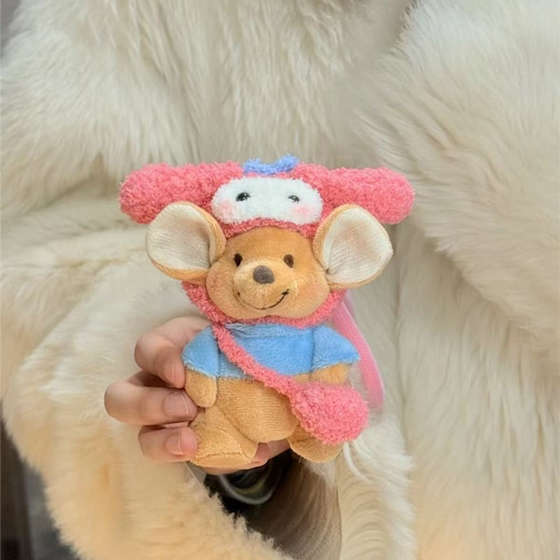Recuerdos Chef Xiaodou Kangaroo De pie Muñeca de felpa Colgante Muñeca linda Regalo para niña Llavero de coche