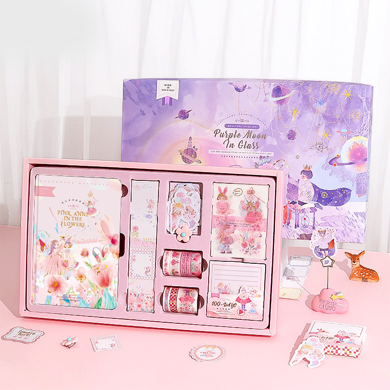 Cuento de hadas estilo serie Rosa Anne chica corazón mano cuenta traje mano regalo tapa dura cuaderno traje caja de regalo
