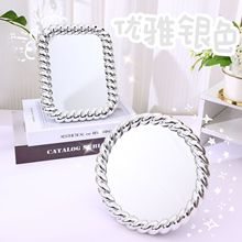 批发创意电镀复古化妆镜高清美容便携随身桌面圆形方形金色镜子